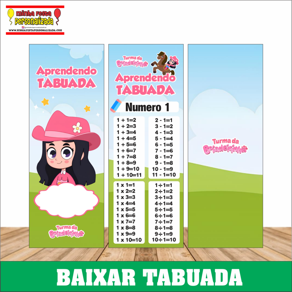 TURMA DA BOIADEIRINHA 1024x1024 - Chaveiro tabuada personalizada pronto para imprimir