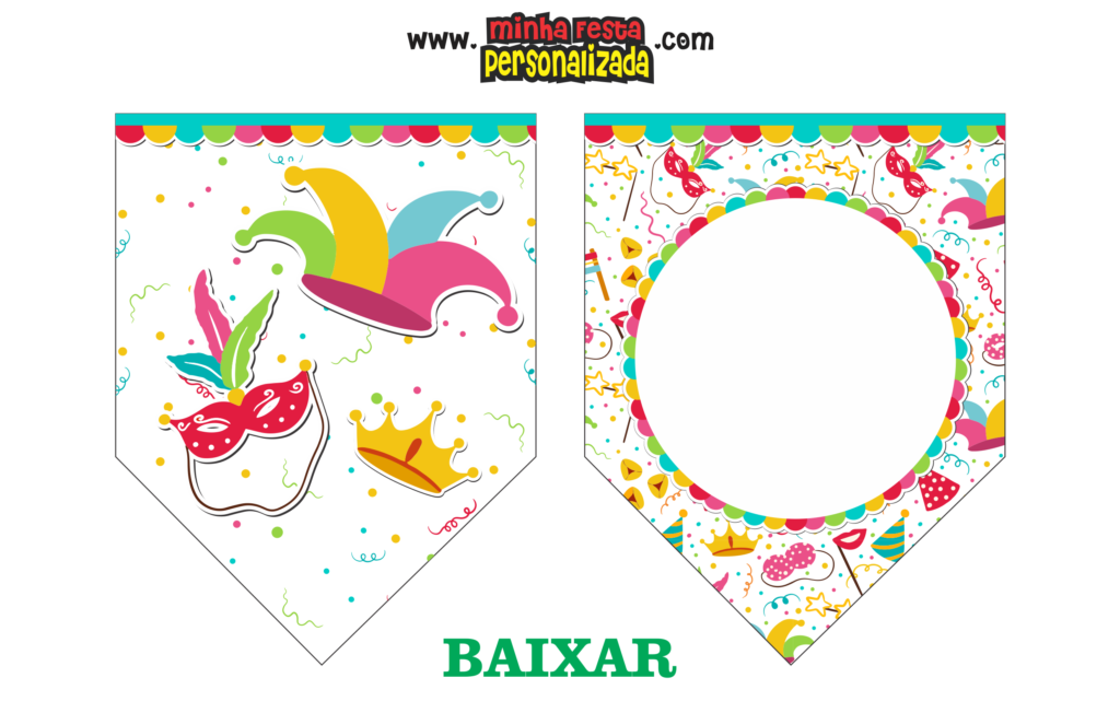 Kit festa Carnaval bandeirolas personalizadas
