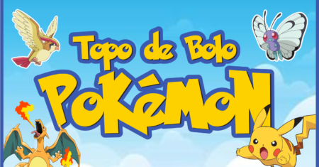 Topo de bolo Pokémon pronto para Imprimir Grátis