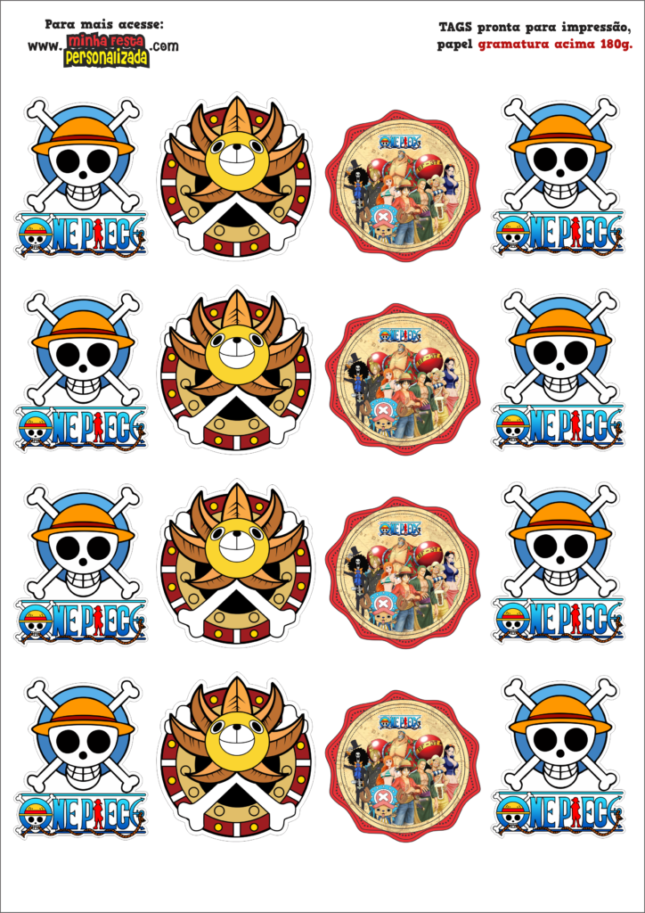 TAG CUPCAKE 724x1024 - Kit festa One Piece - Tags Personalizadas