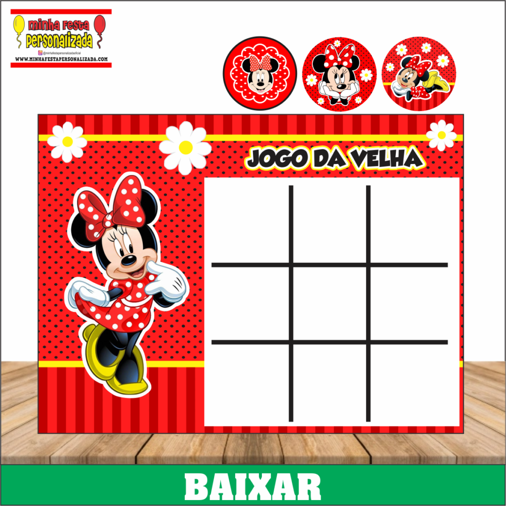 JOGO DA VELHA MINNIE 1024x1024 - Jogo da Velha Personalizado Pronto Para Imprimir