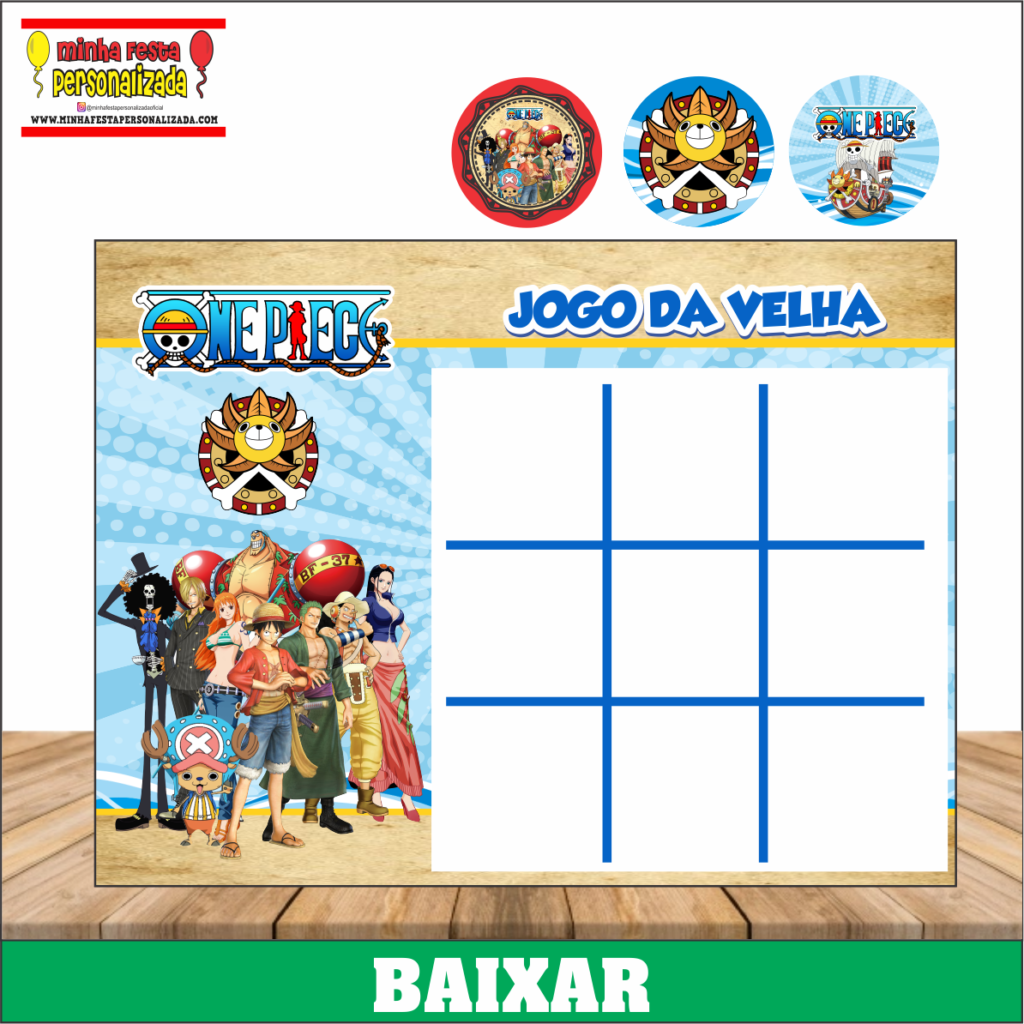 JOGO DA VELHA ONE PIECE 1024x1024 - Jogo da Velha Personalizado Pronto Para Imprimir