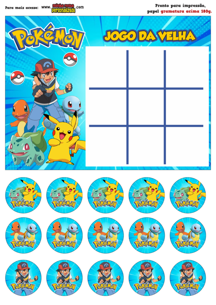 JOGO DA VELHA POKEMON 1 725x1024 - Jogo da Velha Personalizado Pokémon