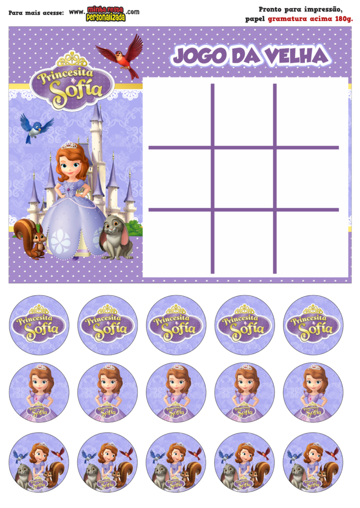 JOGO DA VELHA PRINCESA SOFIA 1 725x1024 - Jogo da Velha Personalizado Princesinha Sofia