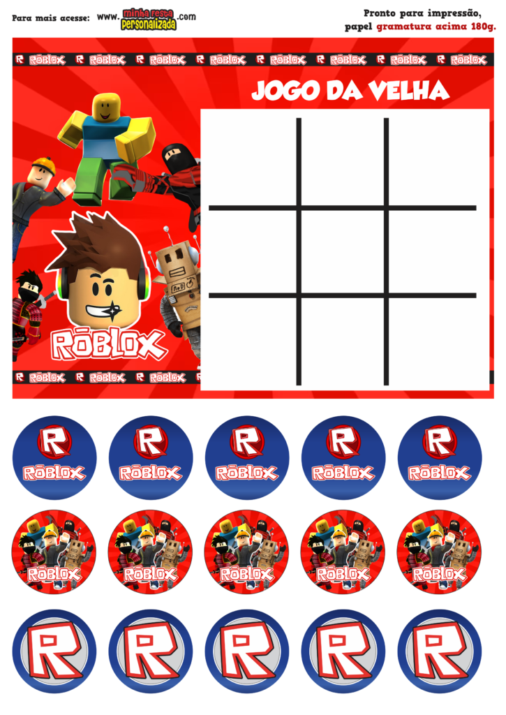 JOGO DA VELHA ROBLOX 1 725x1024 - Jogo da Velha Personalizado Roblox