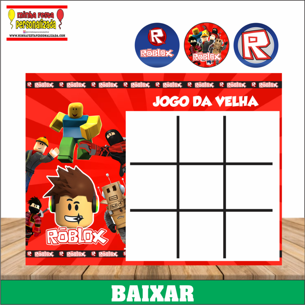 JOGO DA VELHA ROBLOX 1024x1024 - Jogo da Velha Personalizado Pronto Para Imprimir