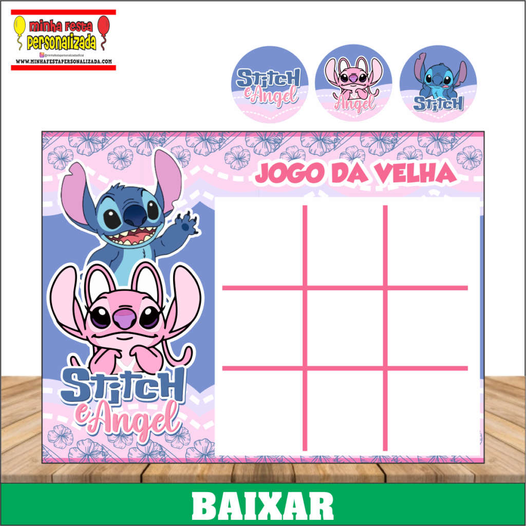 JOGO DA VELHA STITCH E ANGEL 1024x1024 - Jogo da Velha Personalizado Pronto Para Imprimir