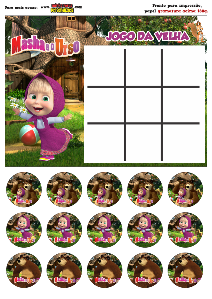 JOGO DA VELHA MASHA E O URSO 1 725x1024 - Jogo da Velha Personalizado Masha e o Urso