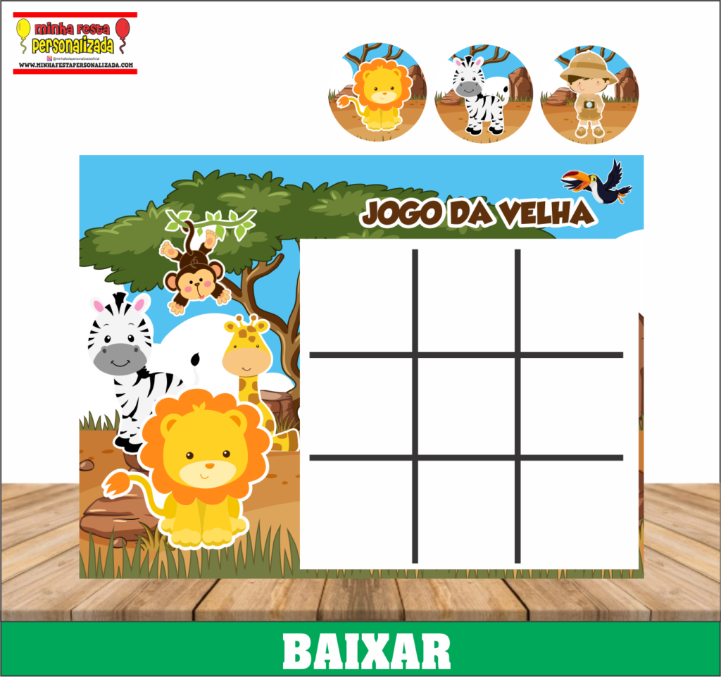 JOGO DA VELHA SAFARI 1 1024x961 - Jogo da Velha Personalizado Pronto Para Imprimir