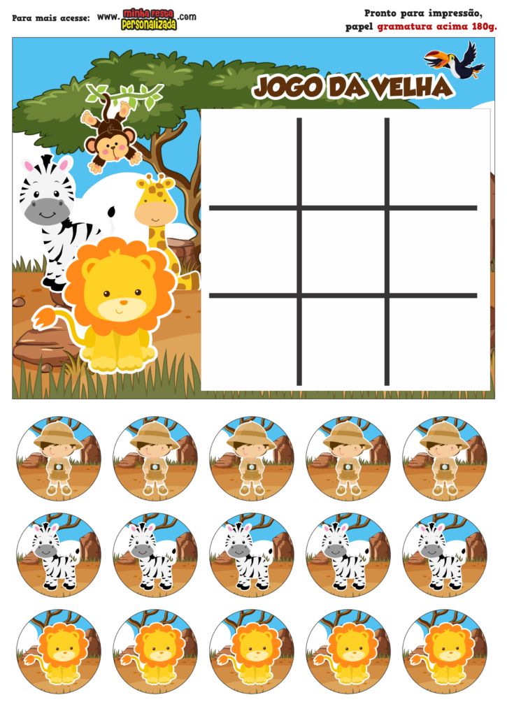 JOGO DA VELHA SAFARI 725x1024 - Jogo da Velha Personalizado Safari