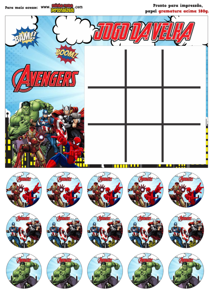 JOGO DA VELHA VINGADORES 1 725x1024 - Jogo da Velha Personalizado Vingadores