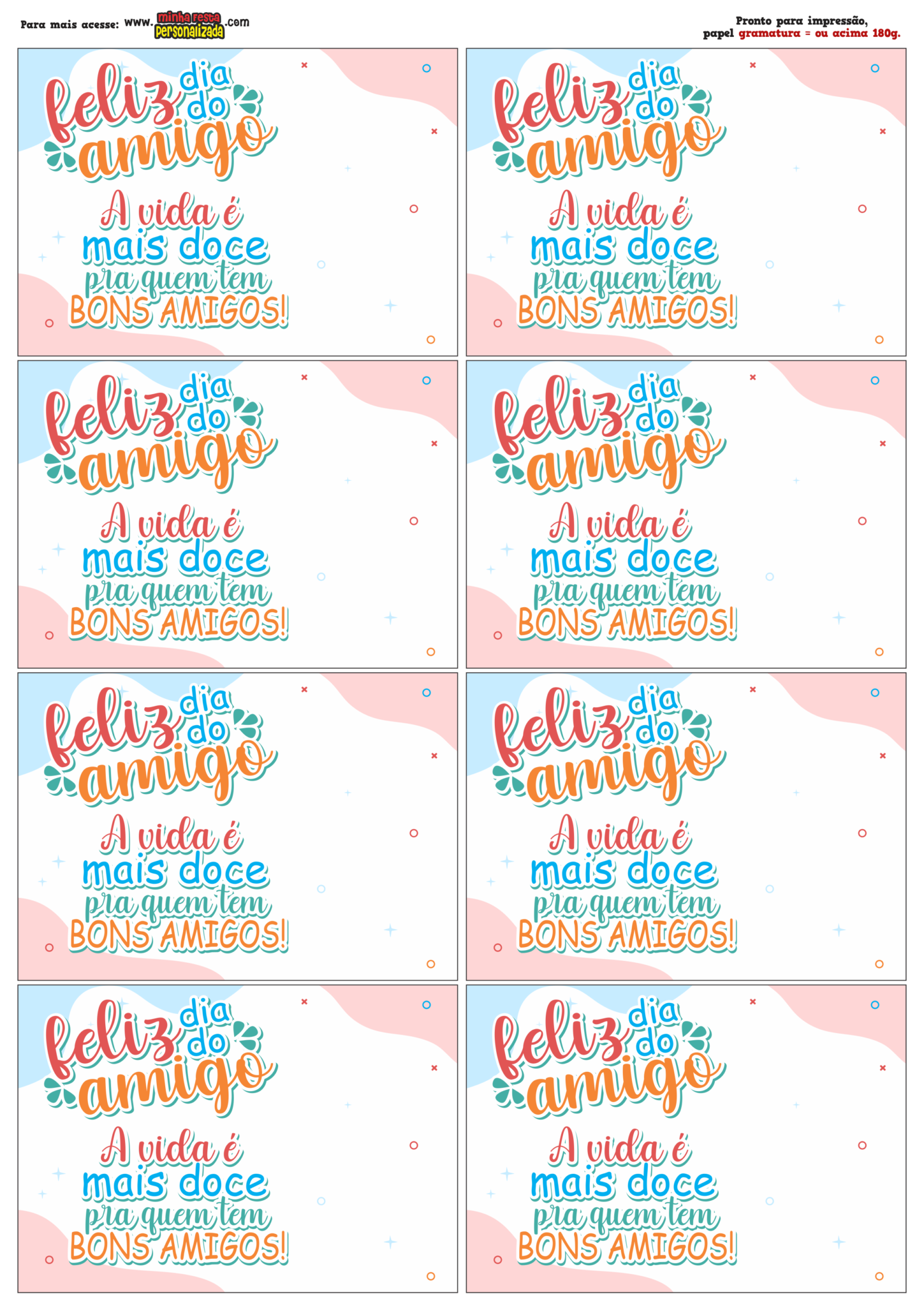 Cartão bis dia do amigo modelos gratuitos