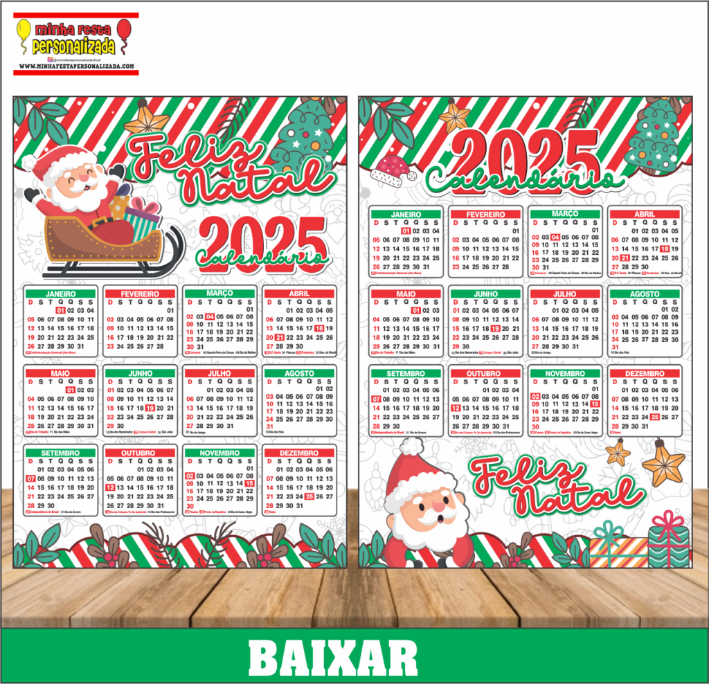 CALENDARIO 2025 DE NATAL GRANDE 1024x988 - Calendário 2025 de Natal Para Imprimir Gratuito