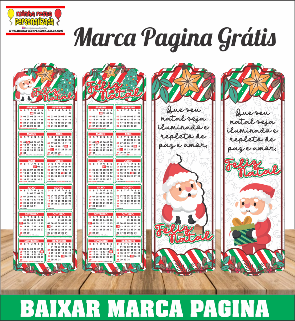 MARCA PAGINA DE NATAL COM CALENDARIO 2025 CERTO 941x1024 - Marca Pagina de Natal Com Calendário 2025  Para Imprimir Grátis