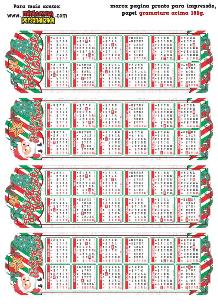 MODELO 01 1 725x1024 - Marca Pagina de Natal com Calendário 2025 Modelos Gratuitos