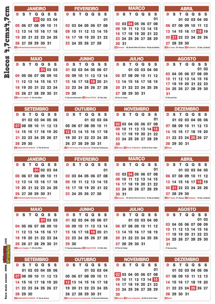 MINI CALENDARIOS BLOCOS PARA 2025 725x1024 - Calendários de 2025 modelo 01 Gratuito