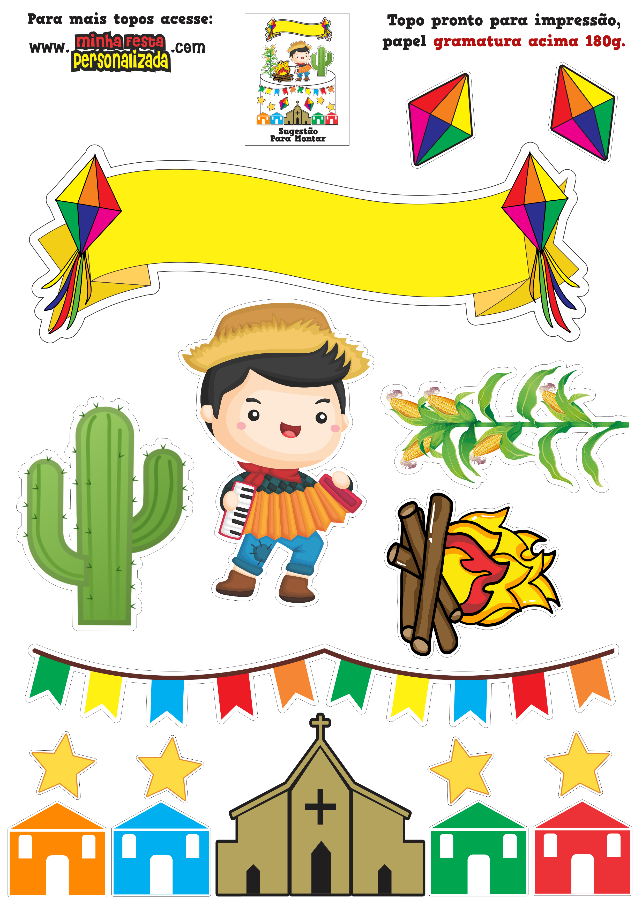 modelo 03 - Topo de bolo festa junina modelo gratuito 01