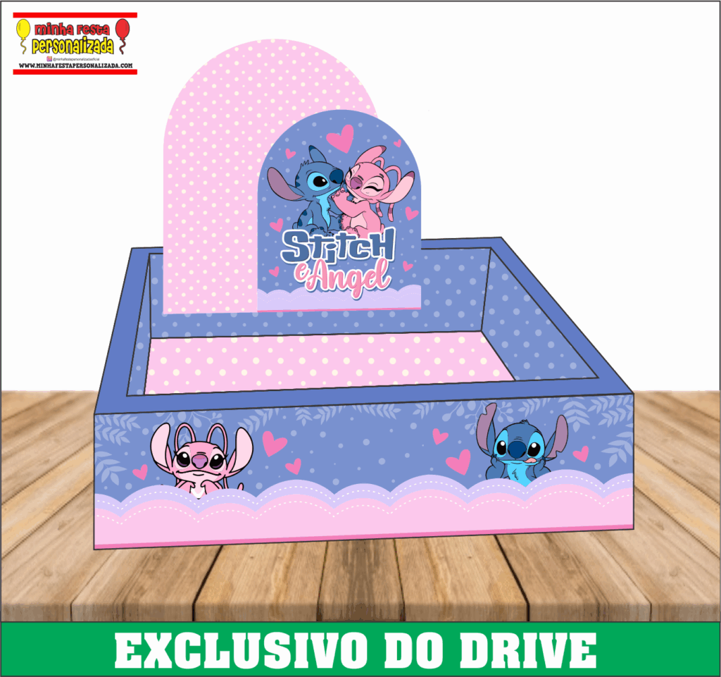 ANGEL E STITCH 1024x961 - Caixa Cesta Quadrada Personalizada 01 &ndash; Dispon&iacute;vel Apenas no Nosso Drive!