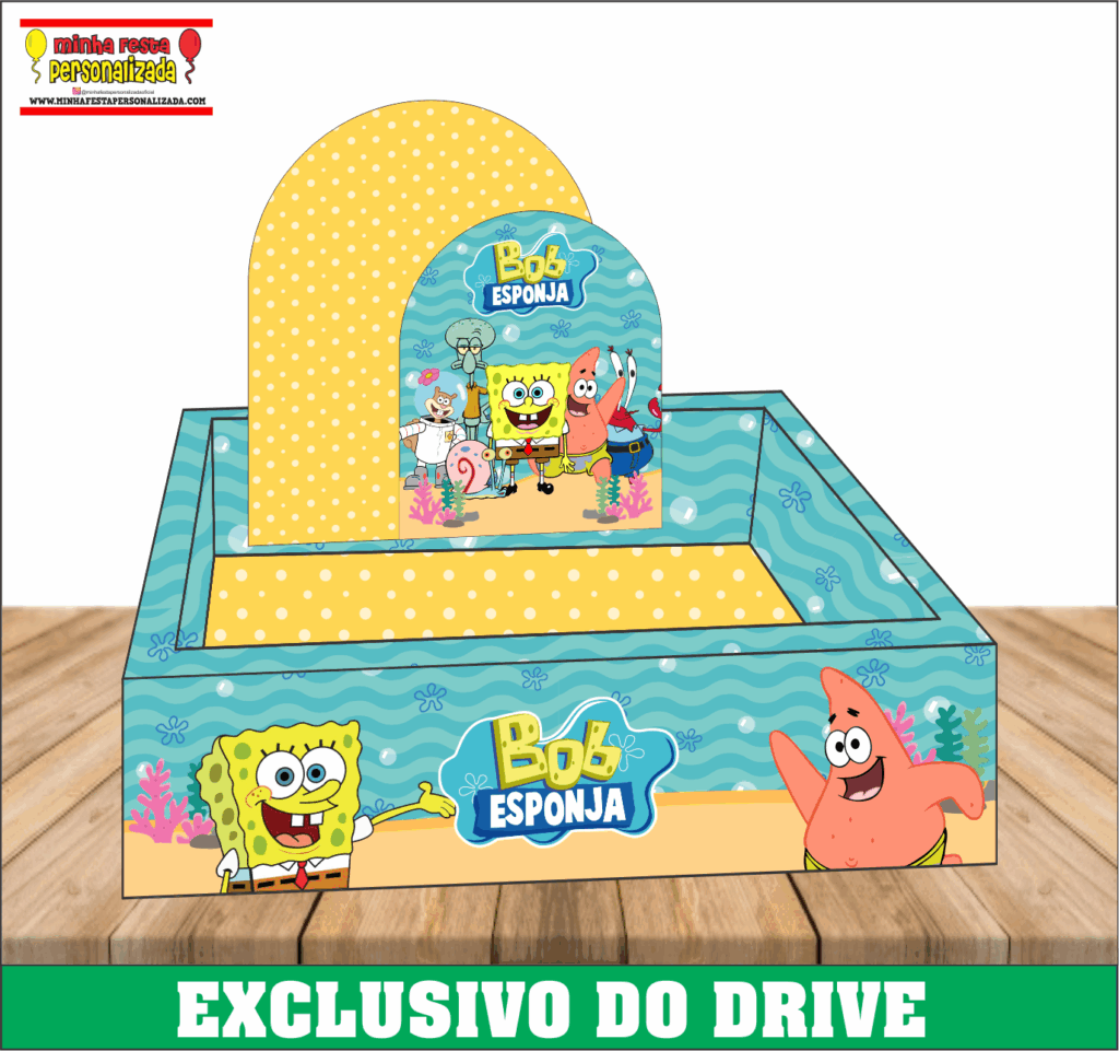BOB ESPONJA 1024x961 - Caixa Cesta Quadrada Personalizada 01 &ndash; Dispon&iacute;vel Apenas no Nosso Drive!