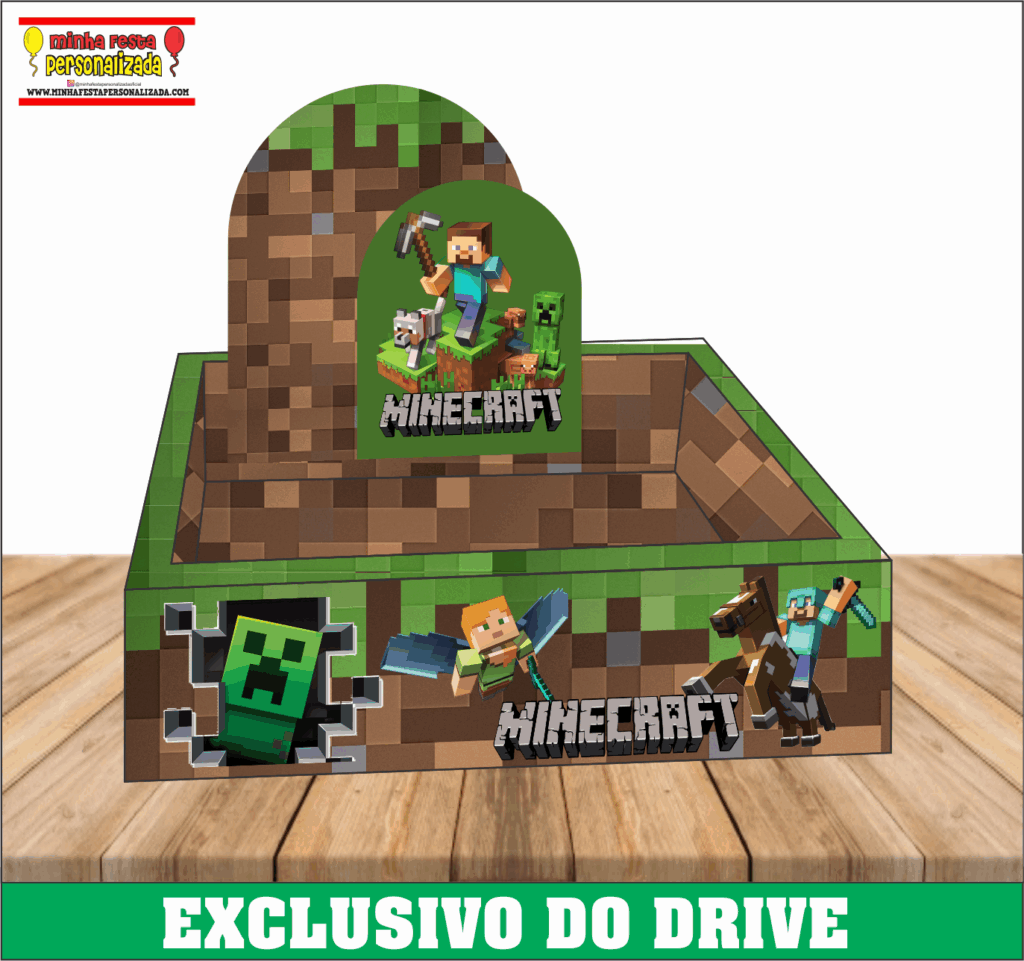 MINECRAFT 1024x961 - Caixa Cesta Quadrada Personalizada 01 &ndash; Dispon&iacute;vel Apenas no Nosso Drive!