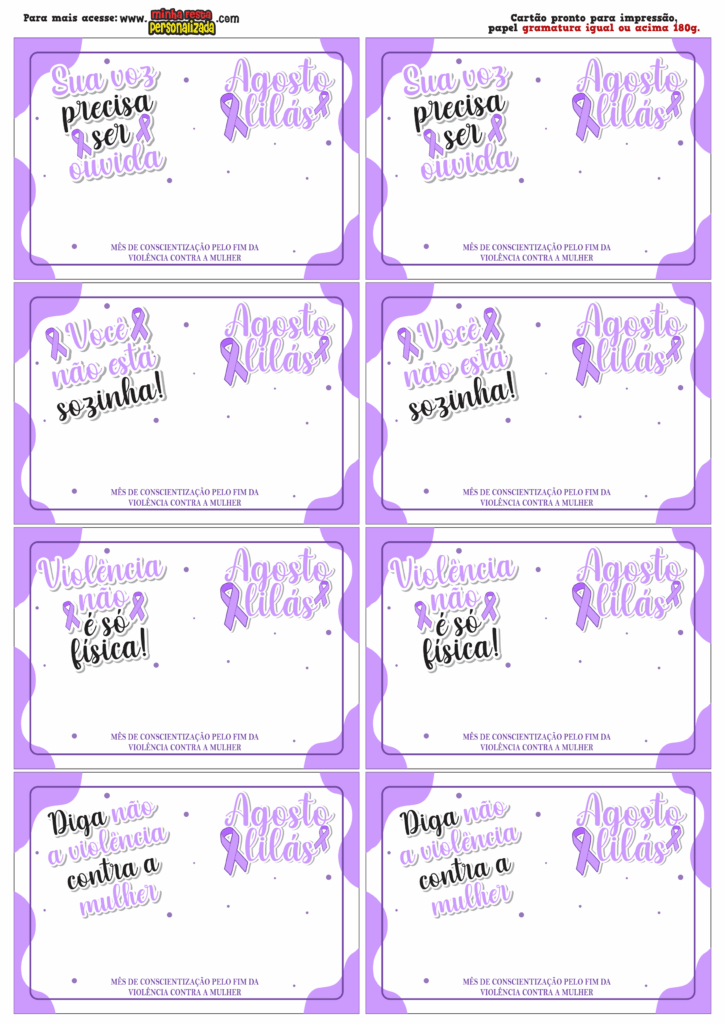 MODELO 01 1 725x1024 - Cart&atilde;o Mini Lixa Agosto Lil&aacute;s Modelos Gratuito