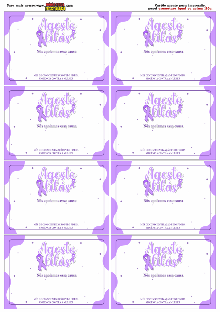 MODELO 02 1 725x1024 - Cart&atilde;o Mini Lixa Agosto Lil&aacute;s Modelos Gratuito