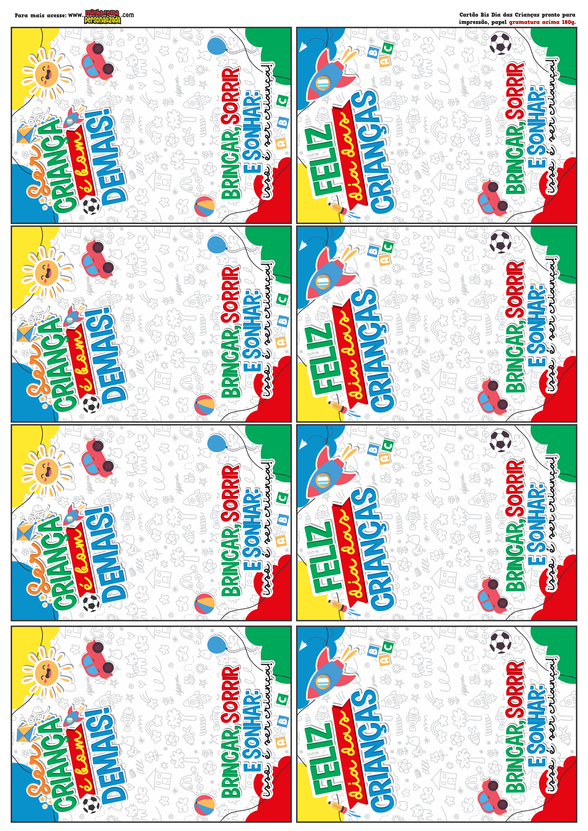 MODELO 01 1 - Cart&atilde;o Bis Dia das Crian&ccedil;as Modelo Gratuito