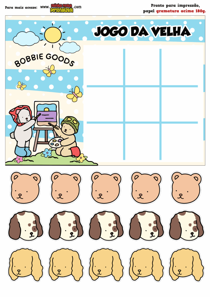 JOGO DA VELHA BOBBIE GOODS 02 725x1024 - Jogo da Velha Personalizada Bobbie Goods Azul