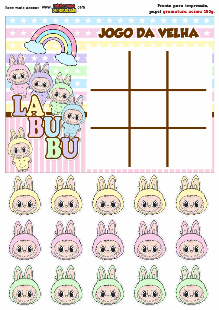 JOGO DA VELHA LABUBU 725x1024 - Jogo da Velha Personalizada Labubu