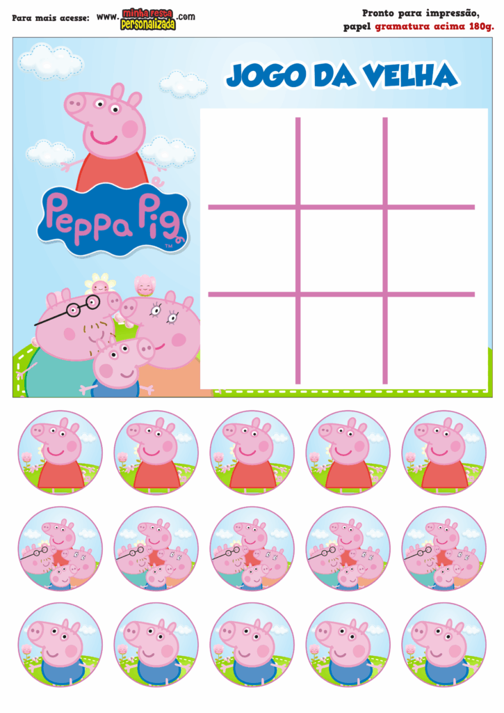 JOGO DA VELHA PEPPA PIG 725x1024 - Jogo da Velha Personalizada Peppa Pig