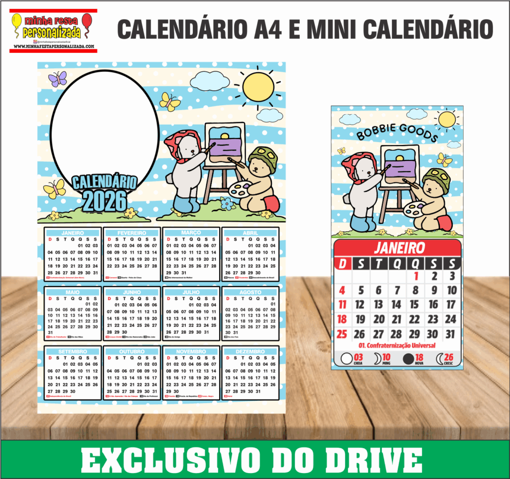 BOBBIE GOODS MENINO 1024x961 - Calend&aacute;rios 2026 Personalizados &ndash; Dispon&iacute;vel Apenas no Nosso Drive!
