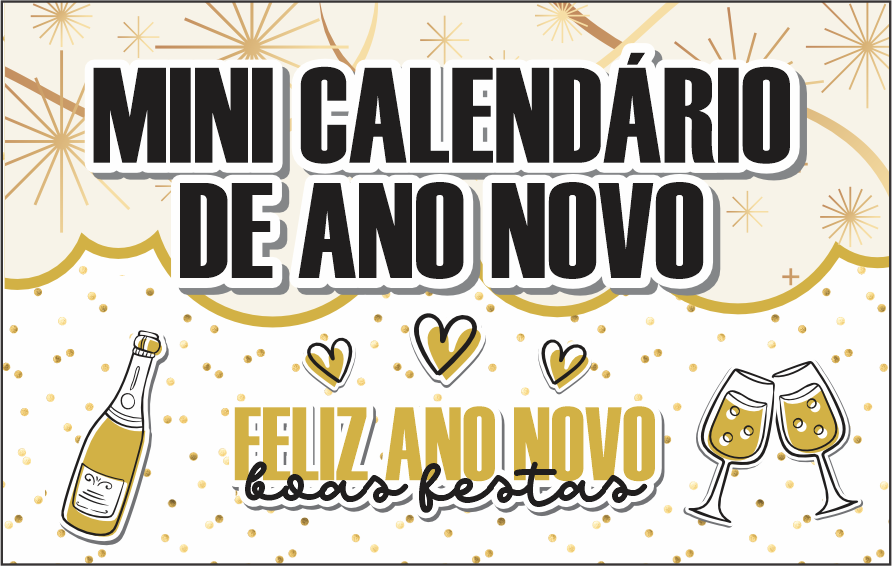 CAPA MINI CALENDARIO ANO NOVO - Mini Calendário de Ano Novo Pronto Para Imprimir Grátis