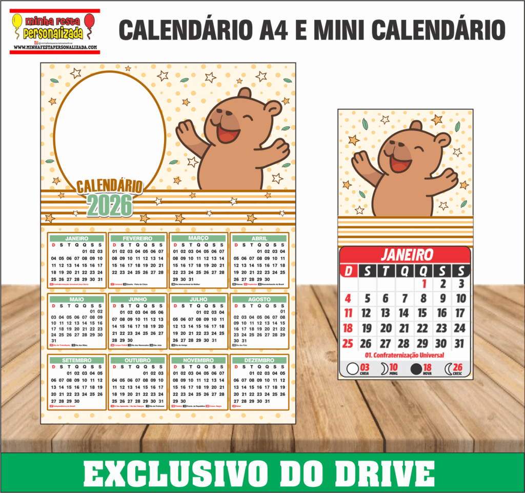 CAPIVARA 1024x961 - Calend&aacute;rios 2026 Personalizados &ndash; Dispon&iacute;vel Apenas no Nosso Drive!