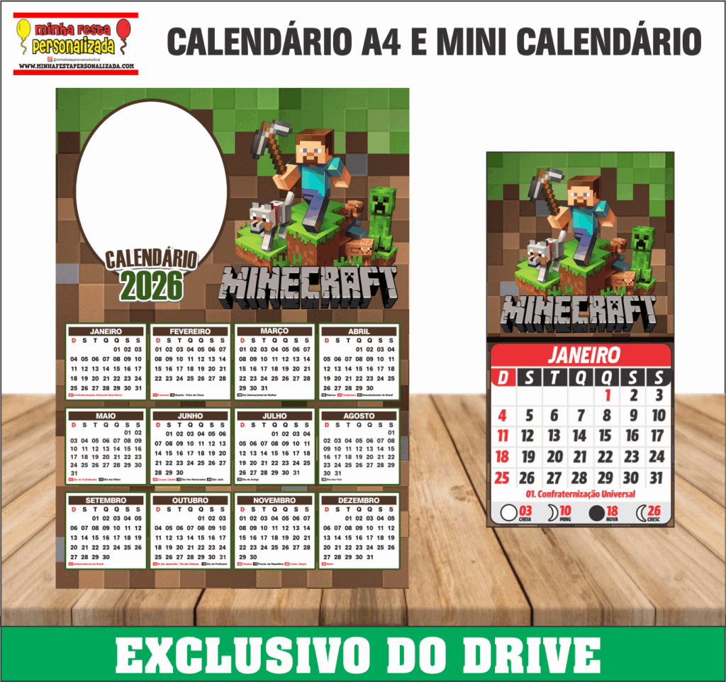 MINECRAFT 1024x961 - Calend&aacute;rios 2026 Personalizados &ndash; Dispon&iacute;vel Apenas no Nosso Drive!