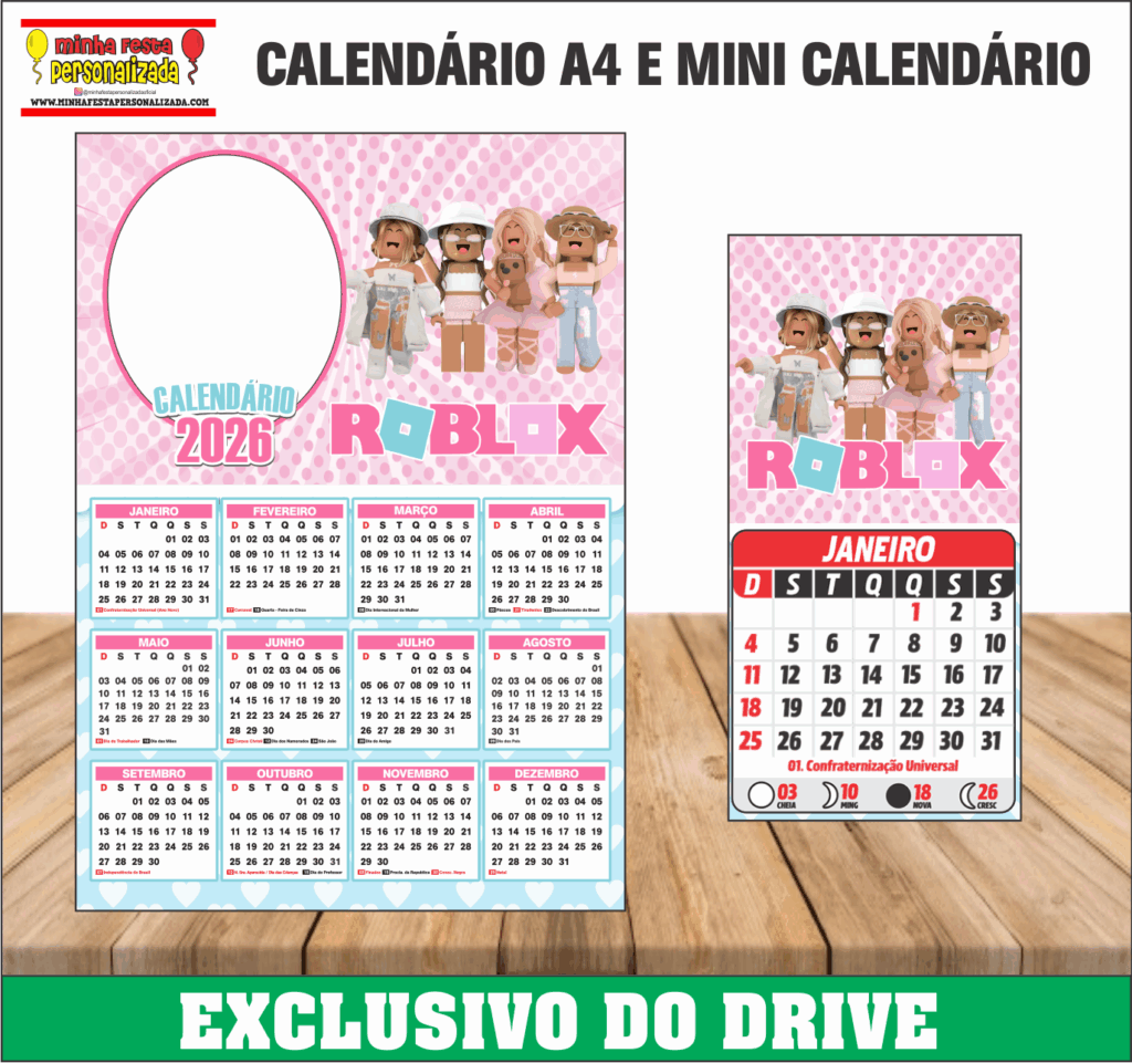 ROBLOX MENINA 1024x961 - Calend&aacute;rios 2026 Personalizados &ndash; Dispon&iacute;vel Apenas no Nosso Drive!