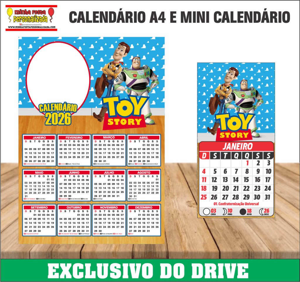 TOY STORY 1024x961 - Calend&aacute;rios 2026 Personalizados &ndash; Dispon&iacute;vel Apenas no Nosso Drive!