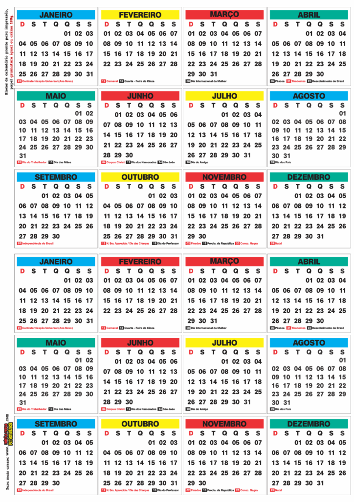 BLOCO MINI CALENDARIO 724x1024 - Calen&aacute;rios Arquivos Formatura ABC