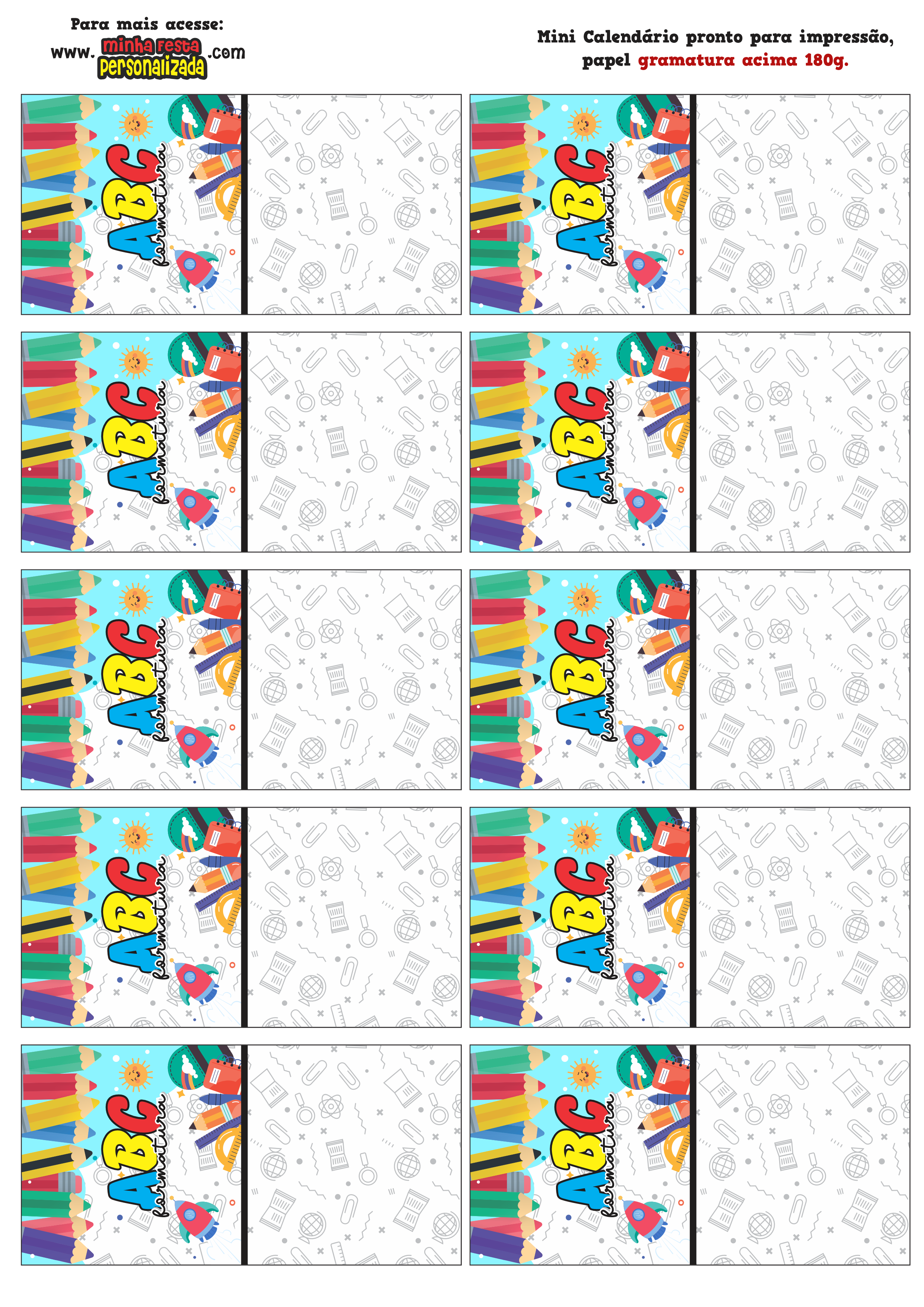 MINI CALENDARIO - Calen&aacute;rios Arquivos Formatura ABC