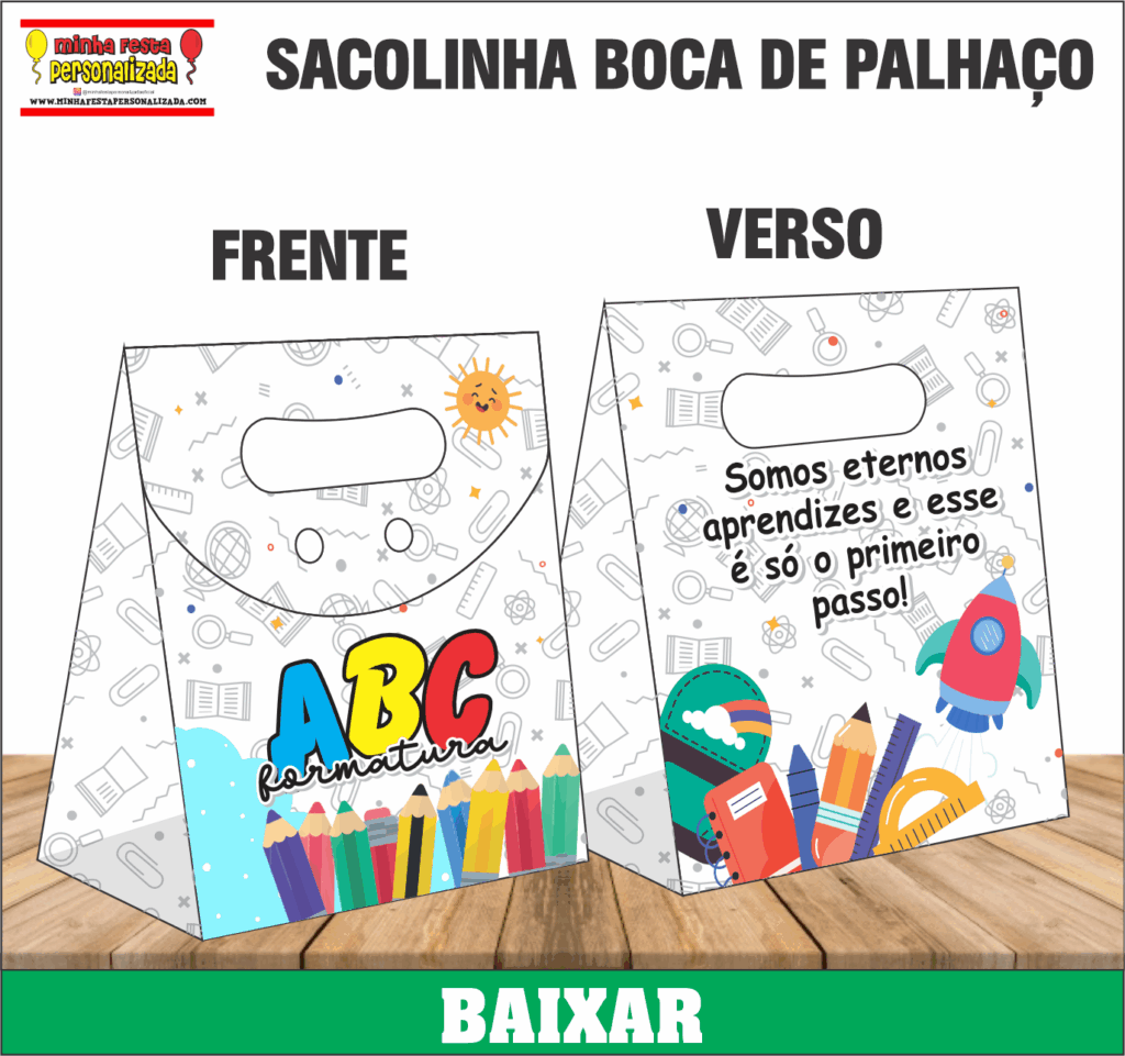 SACOLINHA BOCA DE PALHACO 1024x961 - Arquivos Formatura ABC Para Imprimir Gr&aacute;tis