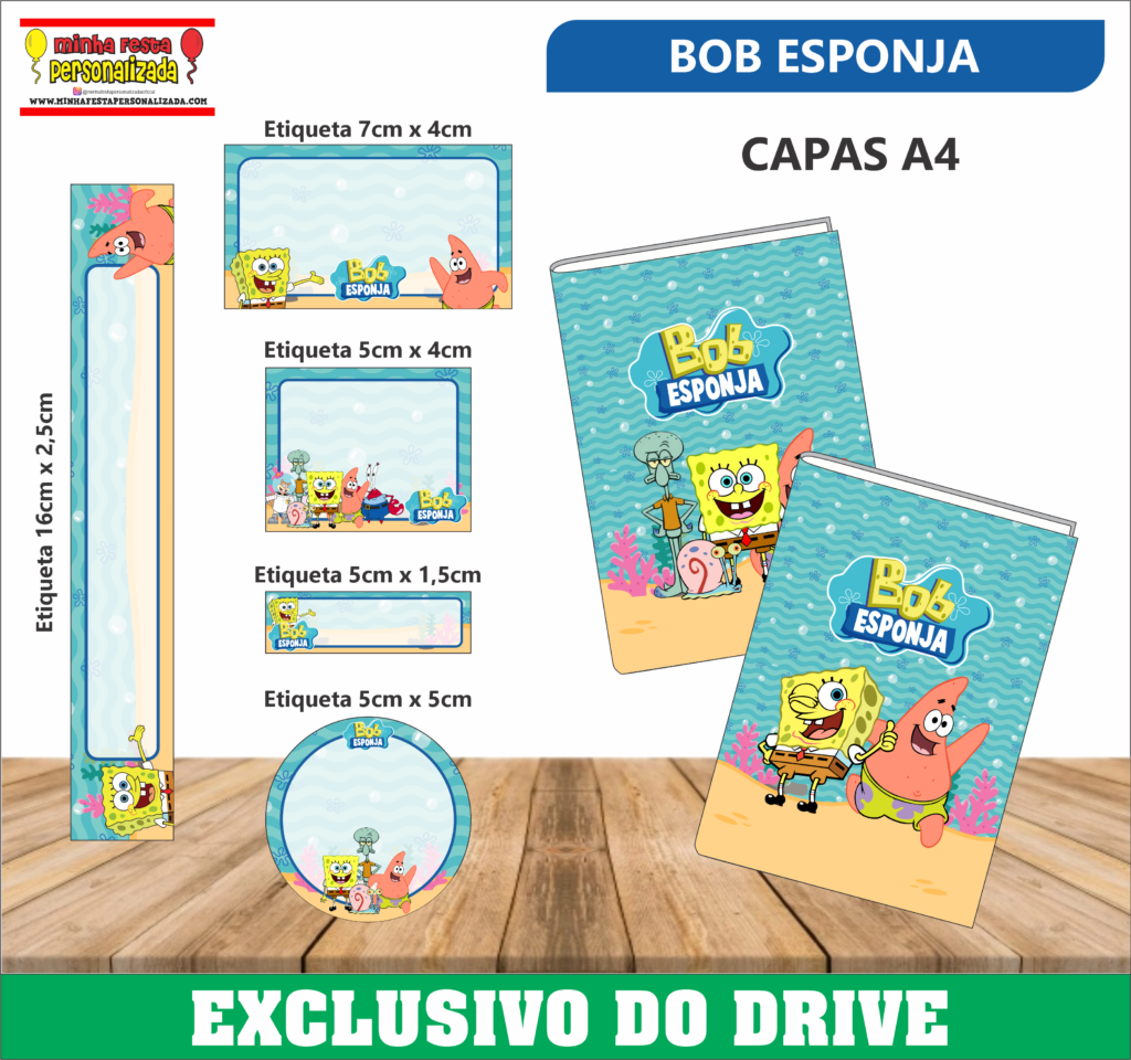 BOB ESPONJA 1024x960 - Etiquetas Escolares 01 &ndash; Dispon&iacute;vel Apenas no Nosso Drive!