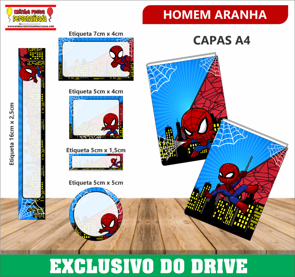 HOMEM ARANHA 1024x960 - Etiquetas Escolares 01 &ndash; Dispon&iacute;vel Apenas no Nosso Drive!