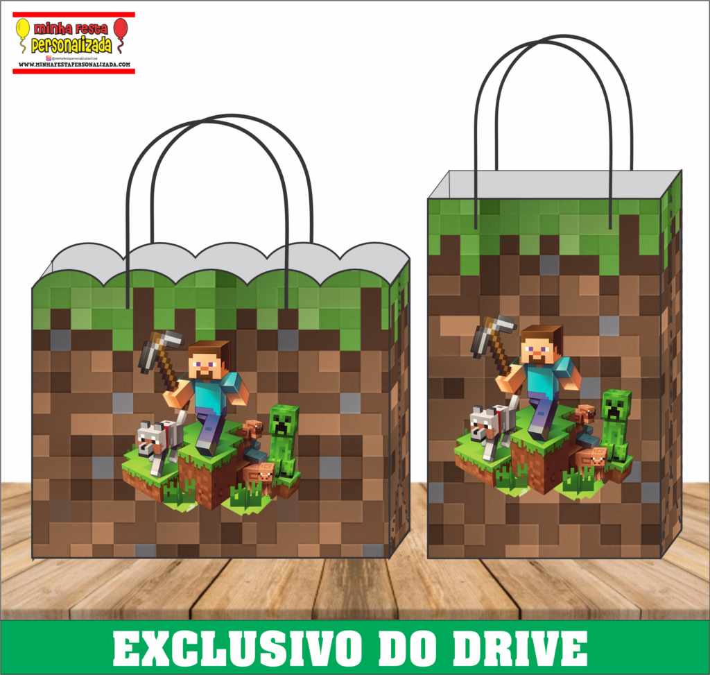 MINECRAFT 1 1024x973 - Sacolinhas Personalizadas 01 &ndash; Dispon&iacute;vel Apenas no Nosso Drive!