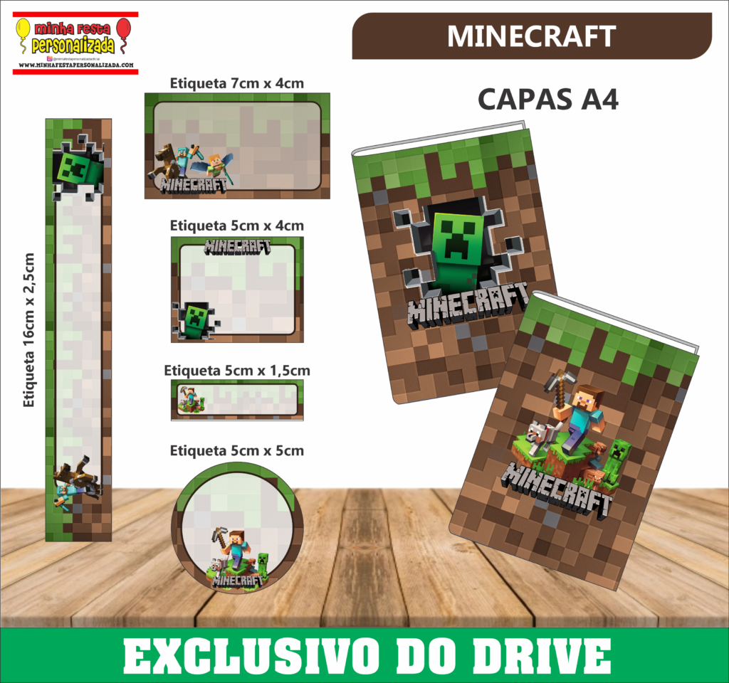 MINECRAFT 1024x960 - Etiquetas Escolares 01 &ndash; Dispon&iacute;vel Apenas no Nosso Drive!