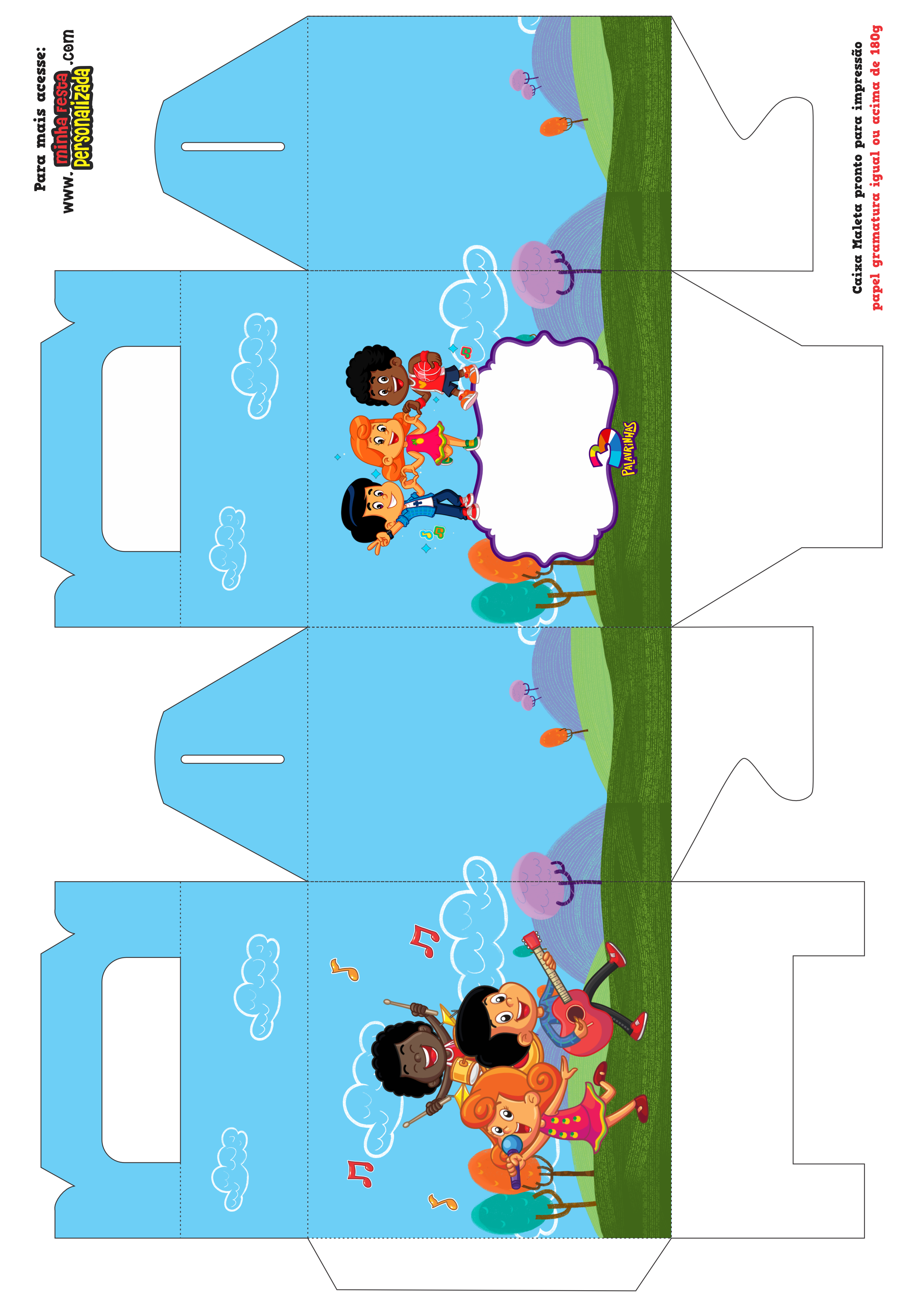 MODELO 01 17 - Caixa Maleta Personalizada 3 Palavrinhas