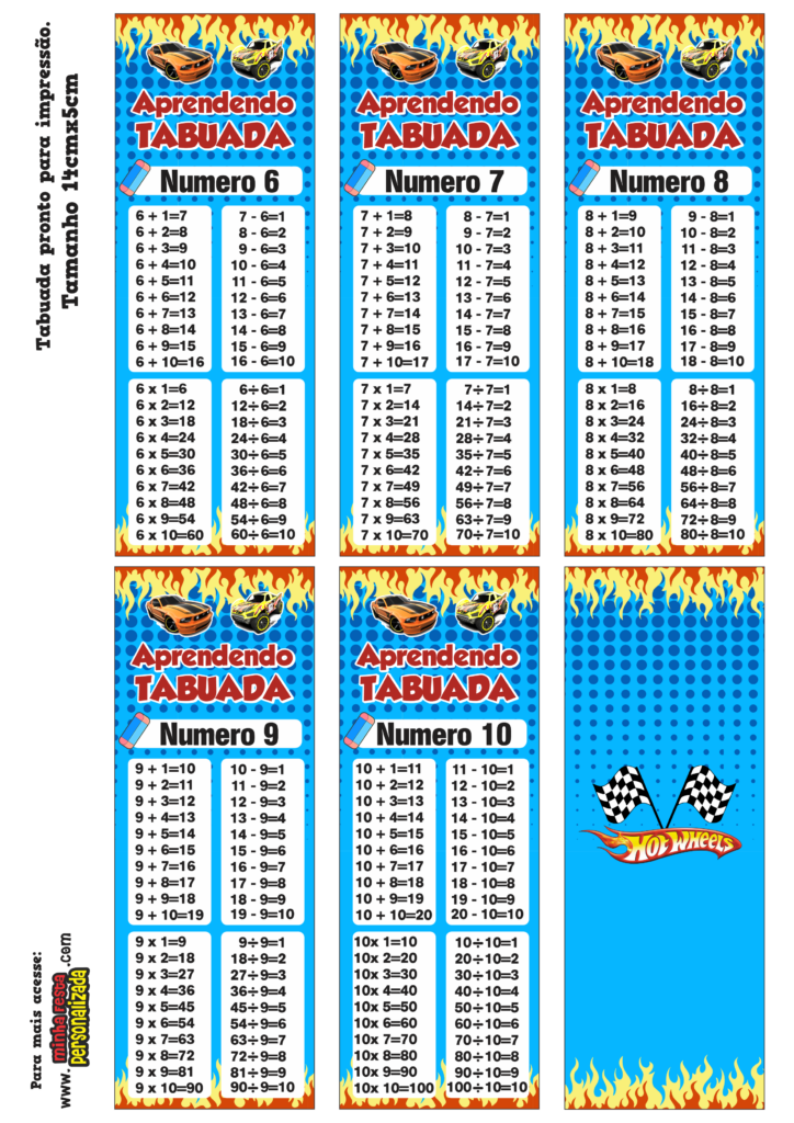 PARTE 02 12 724x1024 - Chaveiro Tabuada Hotwheels