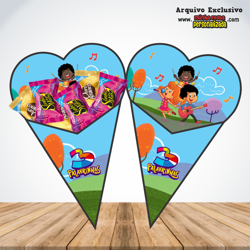 3 PALAVRINHAS 1 - Cones Personalizados Para Imprimir