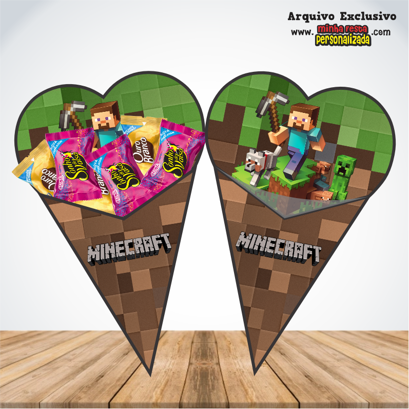 MINECRAFT 1 - Cones Personalizados Para Imprimir