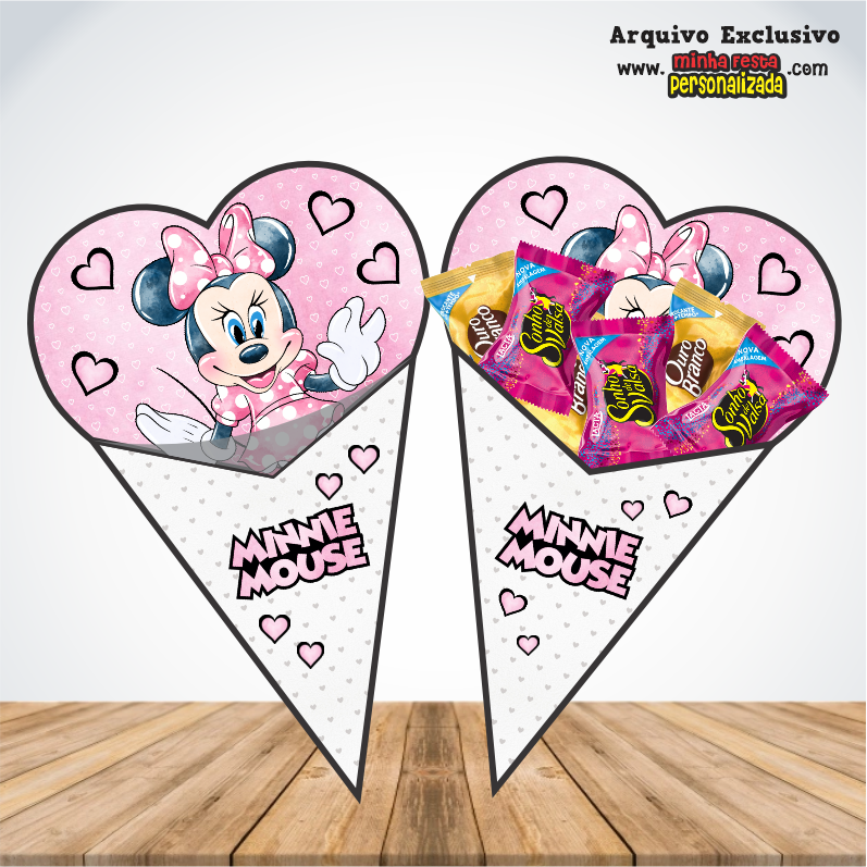 MINNIE ROSA - Cones Personalizados Para Imprimir