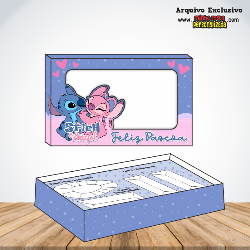 STITCH E ANGEL - Caixa Mini Confeiteiro Prontas Para Imprimir