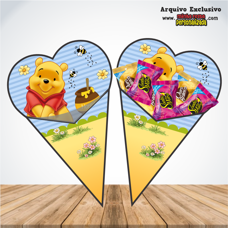 URSINHO POOH - Cones Personalizados Para Imprimir